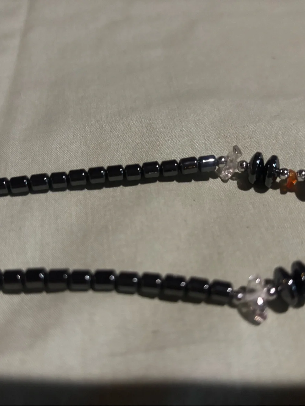 Stylish Hematite Beaded Women's Necklace - Black